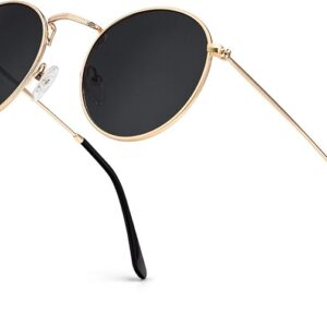 OJOS WEAR Round Sunglasses for Women and Men, Premium Round Metal Sunglasses with Polarized Lens and UV Protection